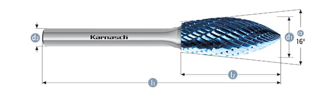 Комбинированная борфреза Karnasch обратный конус и форма G (остроконечная форма), твердосплавная · арт. 11.6055-100 — фото 1