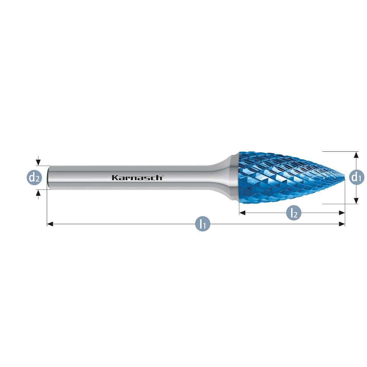 Борфреза твердосплавная форма G, 10×20×6×65 мм, насечка HP-6, с покрытием Blue-Tec, арт. 11.5064-045 — фото 2