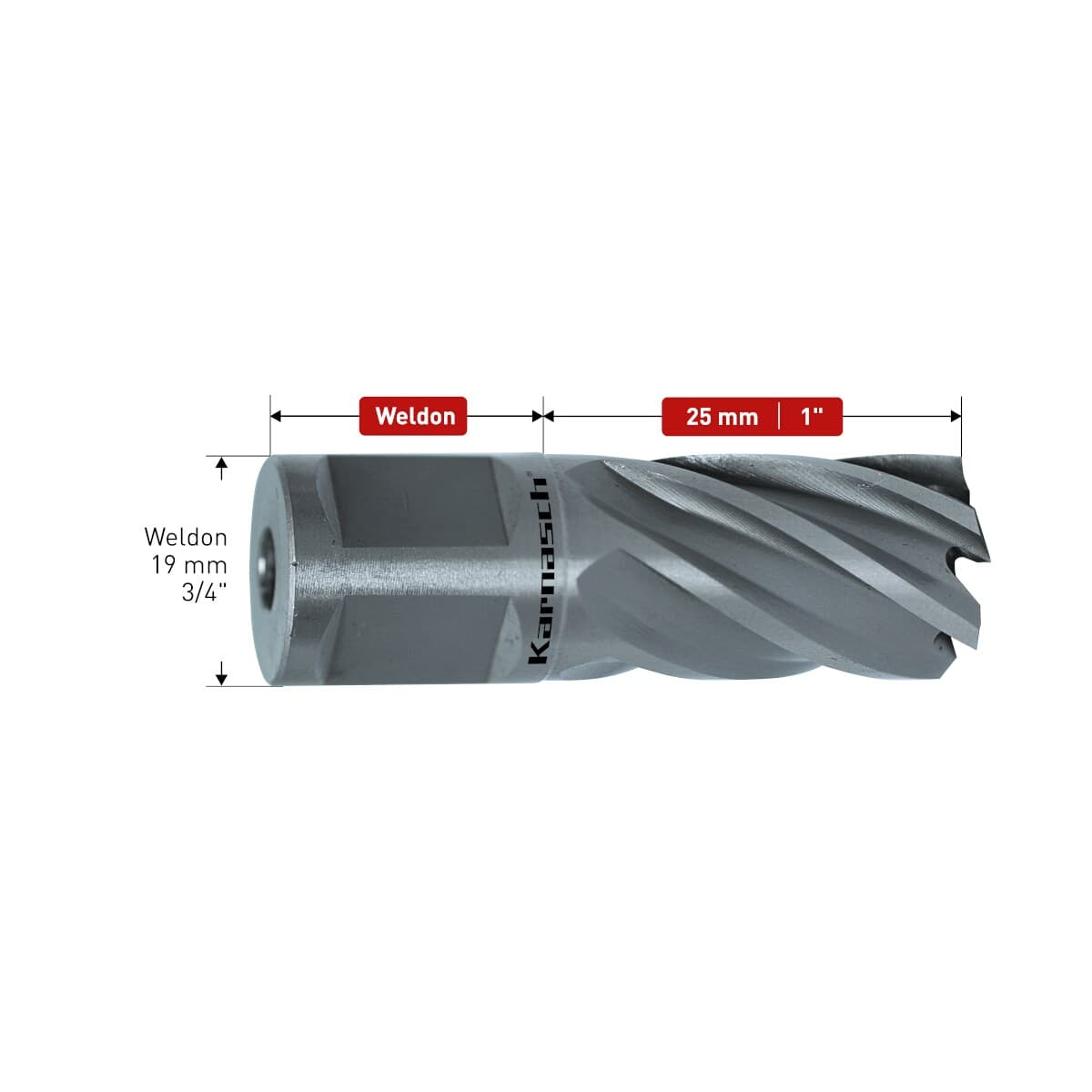 Корончатые сверла Silver-line Karnasch, длина 25 мм, Weldon 19, арт. 20.1255 — фото 2