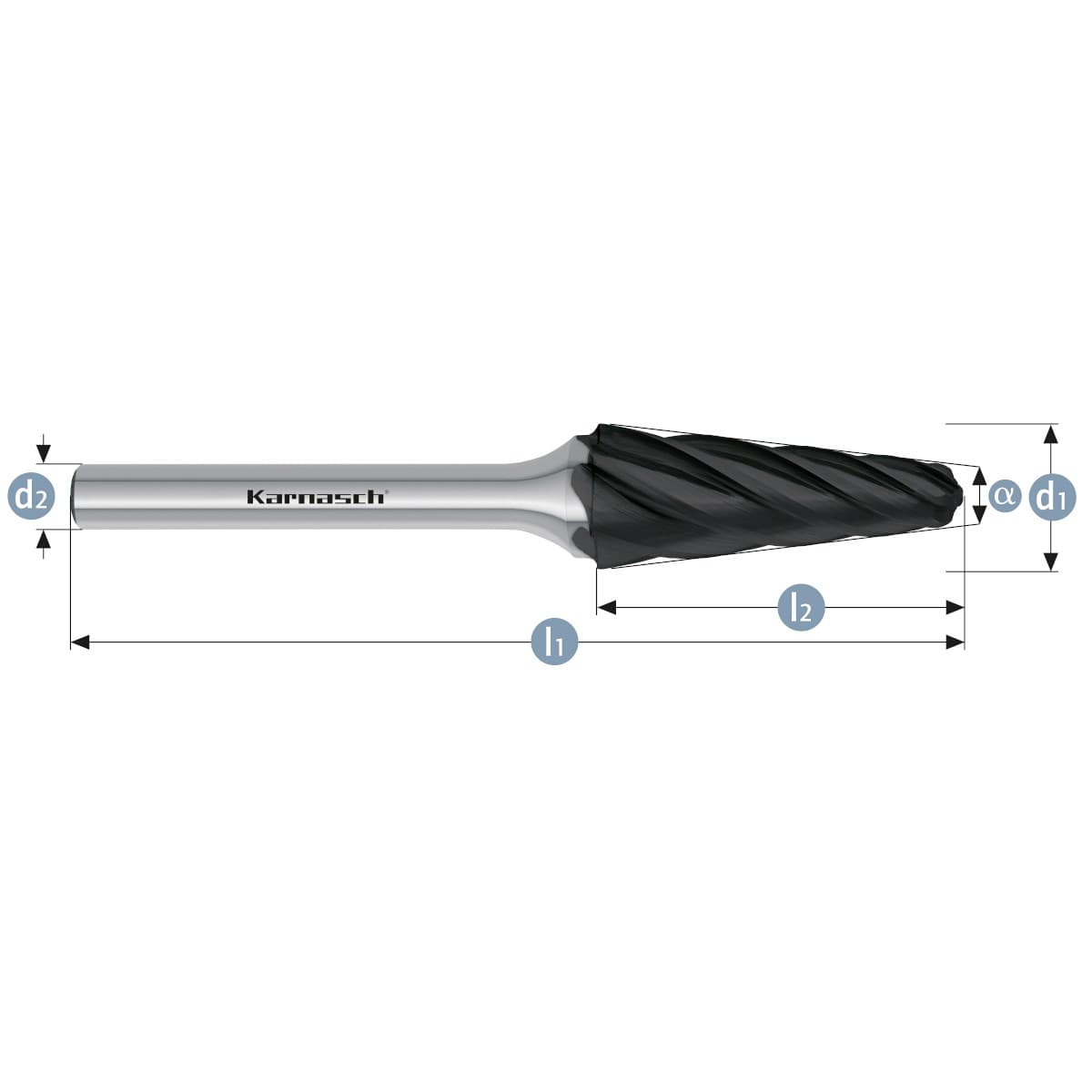 Борфреза твердосплавная форма L, 8×25×6×70 мм, насечка HP-7, с покрытием Black-Tec, арт. 11.5085-025 — фото 2