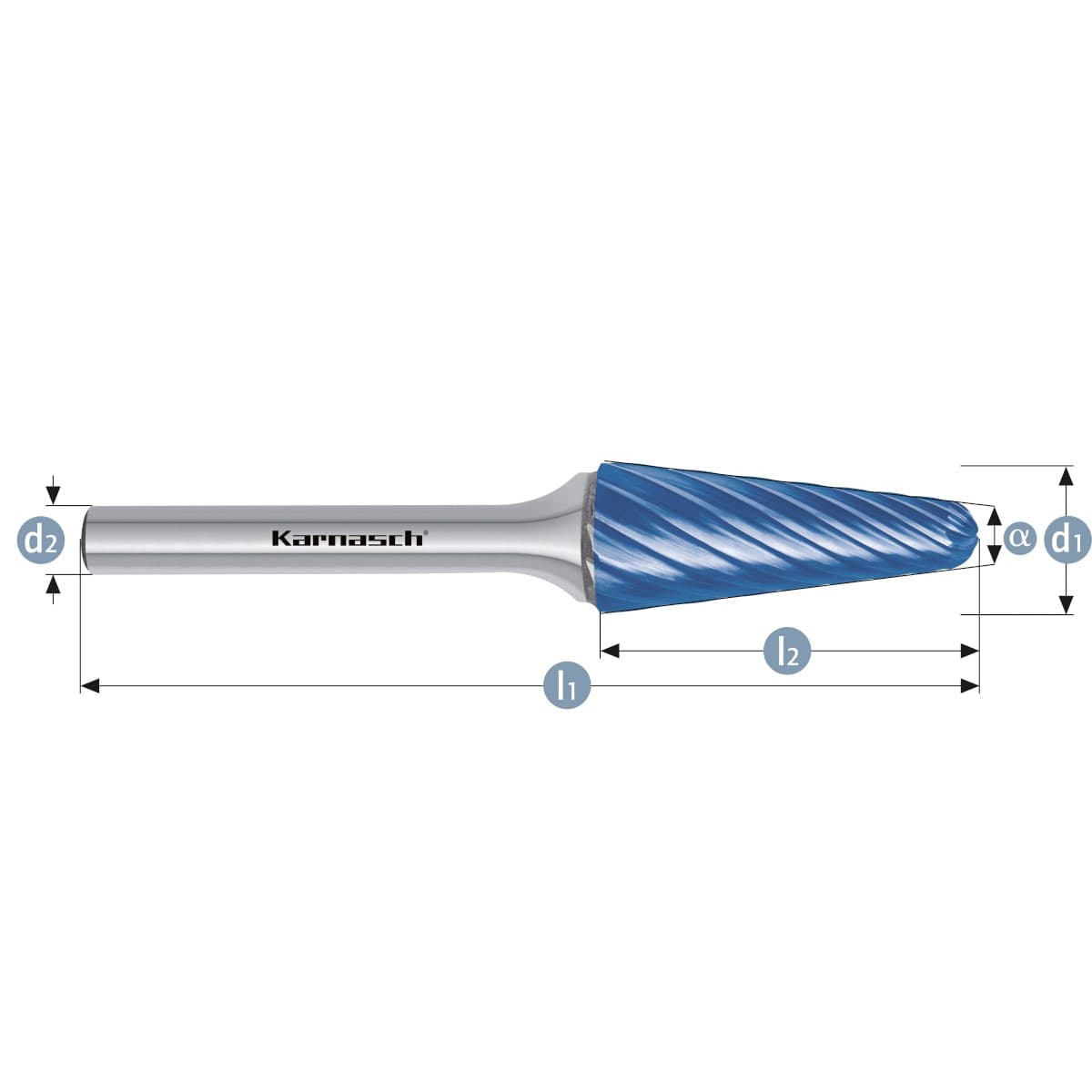 Борфреза твердосплавная форма L, 8×25×6×70 мм, насечка HP-9, с покрытием Blue-Tec, арт. 11.6039-015 — фото 2