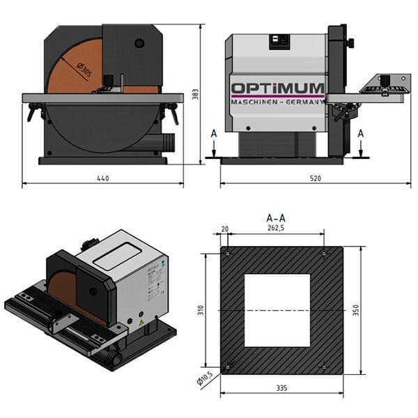 Шлифовальный дисковый станок Optimum OPTIgrind GB 305D · арт. 3101675 — фото 5