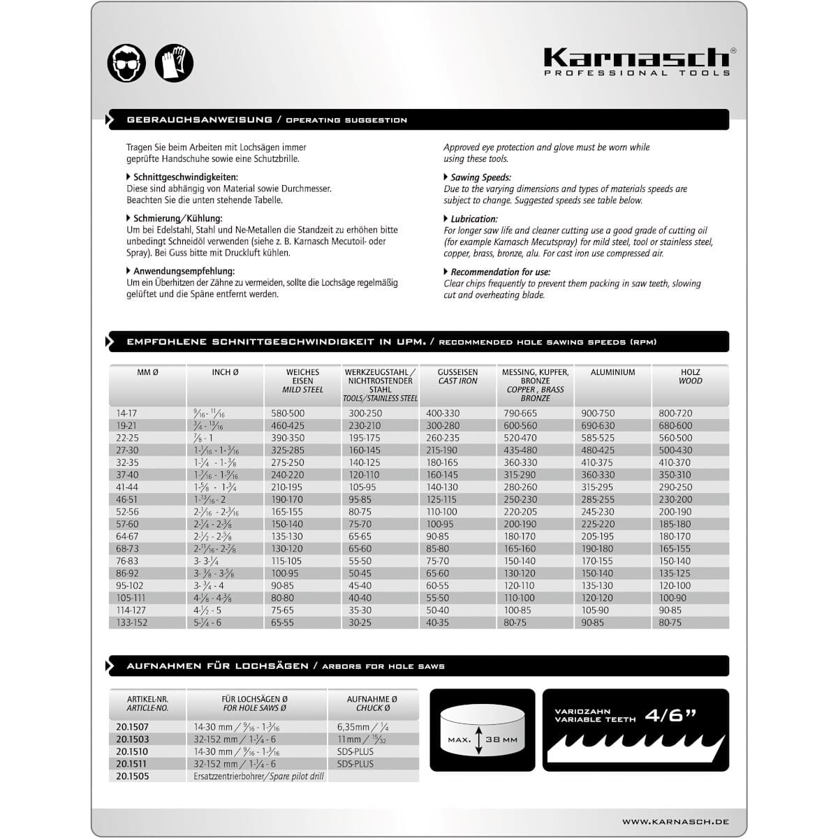 Биметаллическая коронка Ø45x38 мм, HSS-E кобальт 8%, арт. 20.1500-045 — фото 4