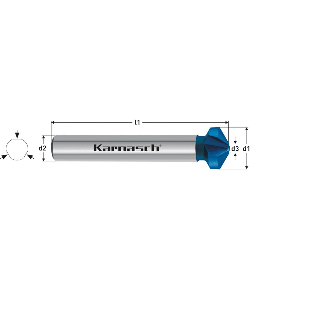 Коническая зенковка 120° из стали HSS-XE с покрытием BLUE-TEC, форма C - арт. 40.3040-0083 — фото 2