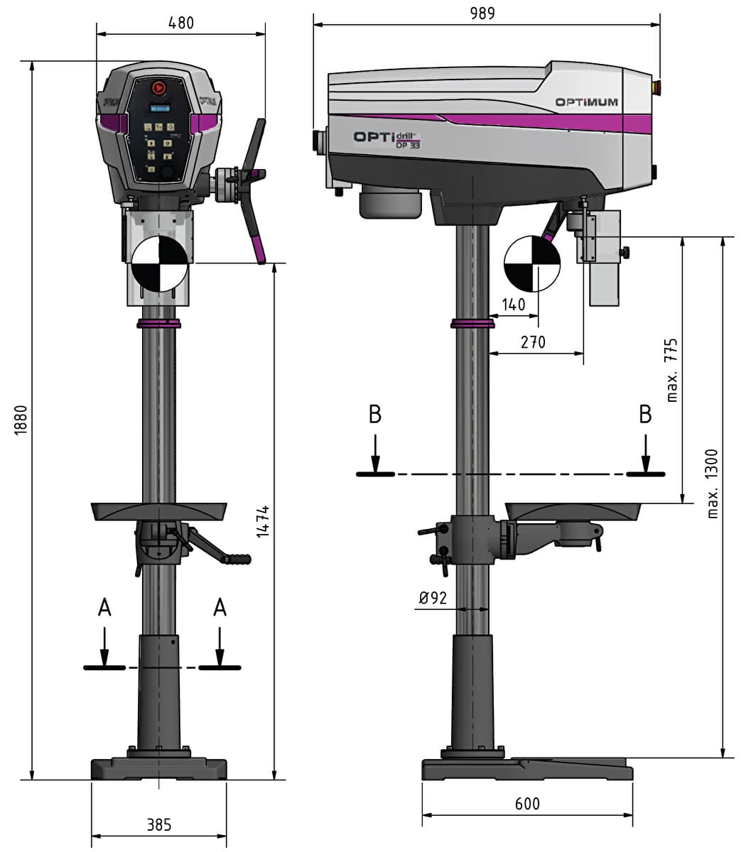 Вертикально-сверлильный станок Optimum OPTIdrill DP 33V · арт. 3020680 — фото 3