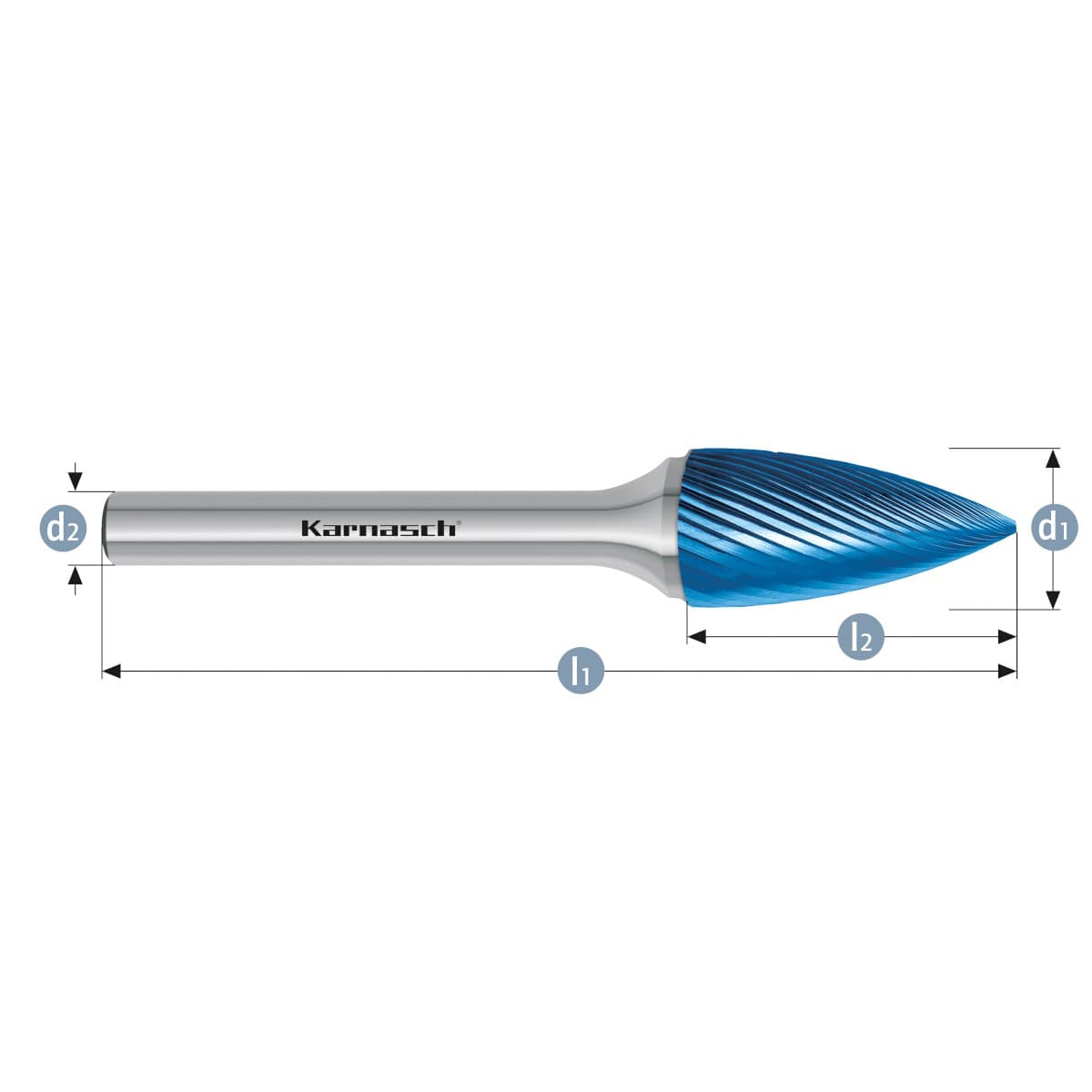 Борфреза твердосплавная форма G, 16×25×8×70 мм, насечка HP-5 с покрытием Blue-Tec, арт. 11.5063-090 — фото 2
