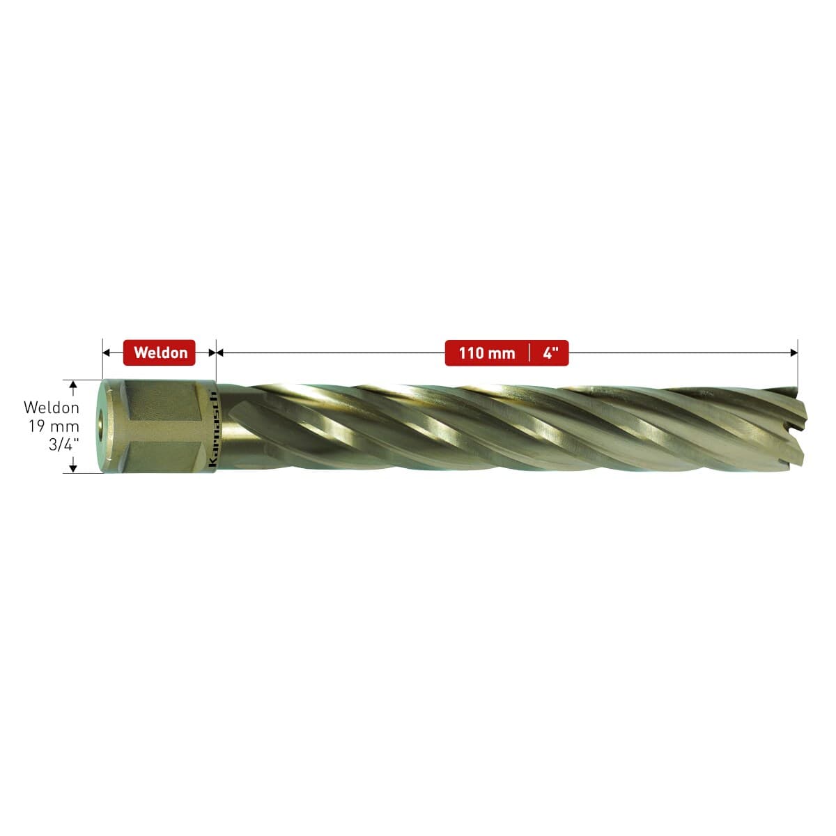 Корончатые сверла Gold-line Karnasch, длина 110 мм, Weldon 19, арт. 20.1280U — фото 2