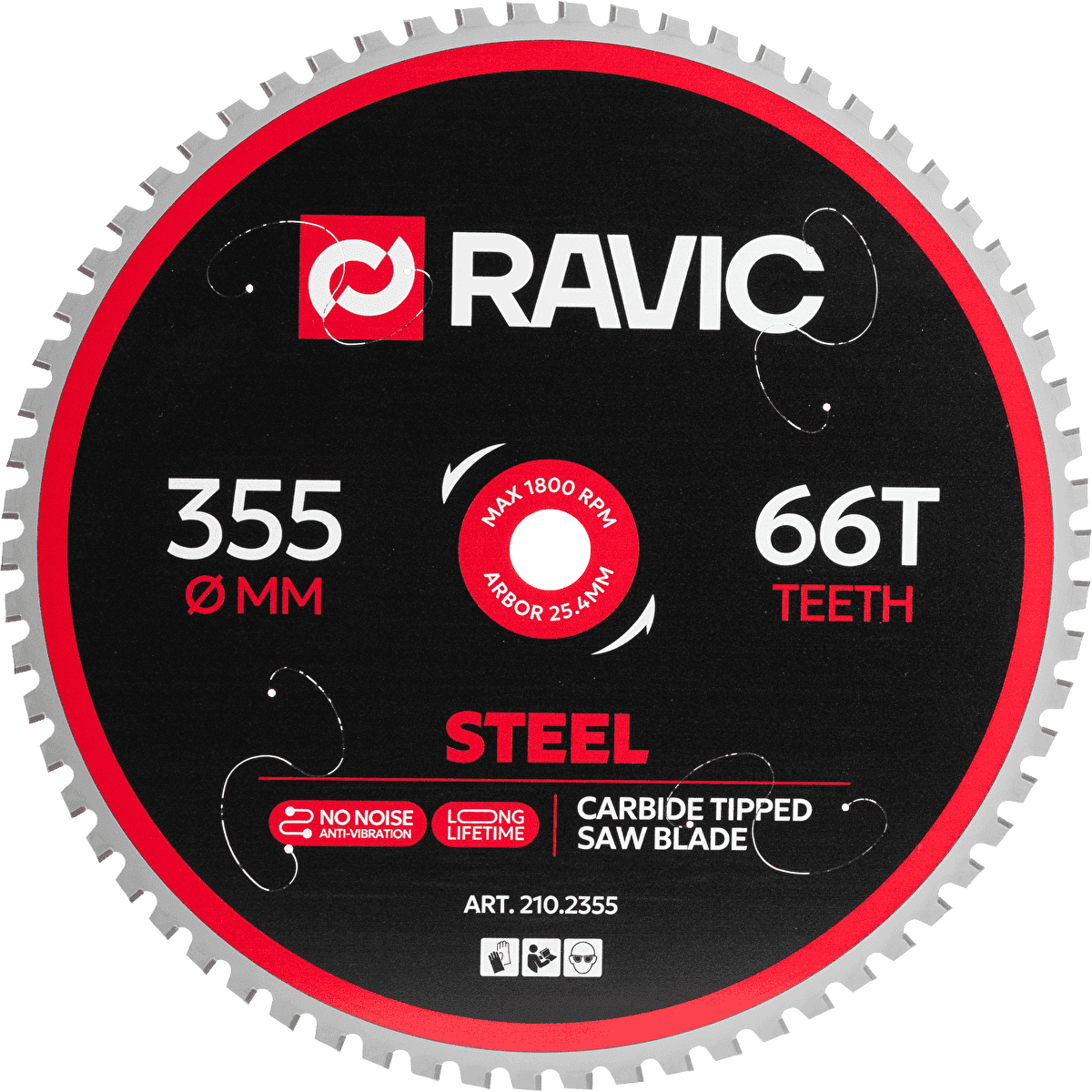 Диск пильный по стали Ravic, 355х2,4/2,0х25,4 мм, Z=66, арт. 210.2355