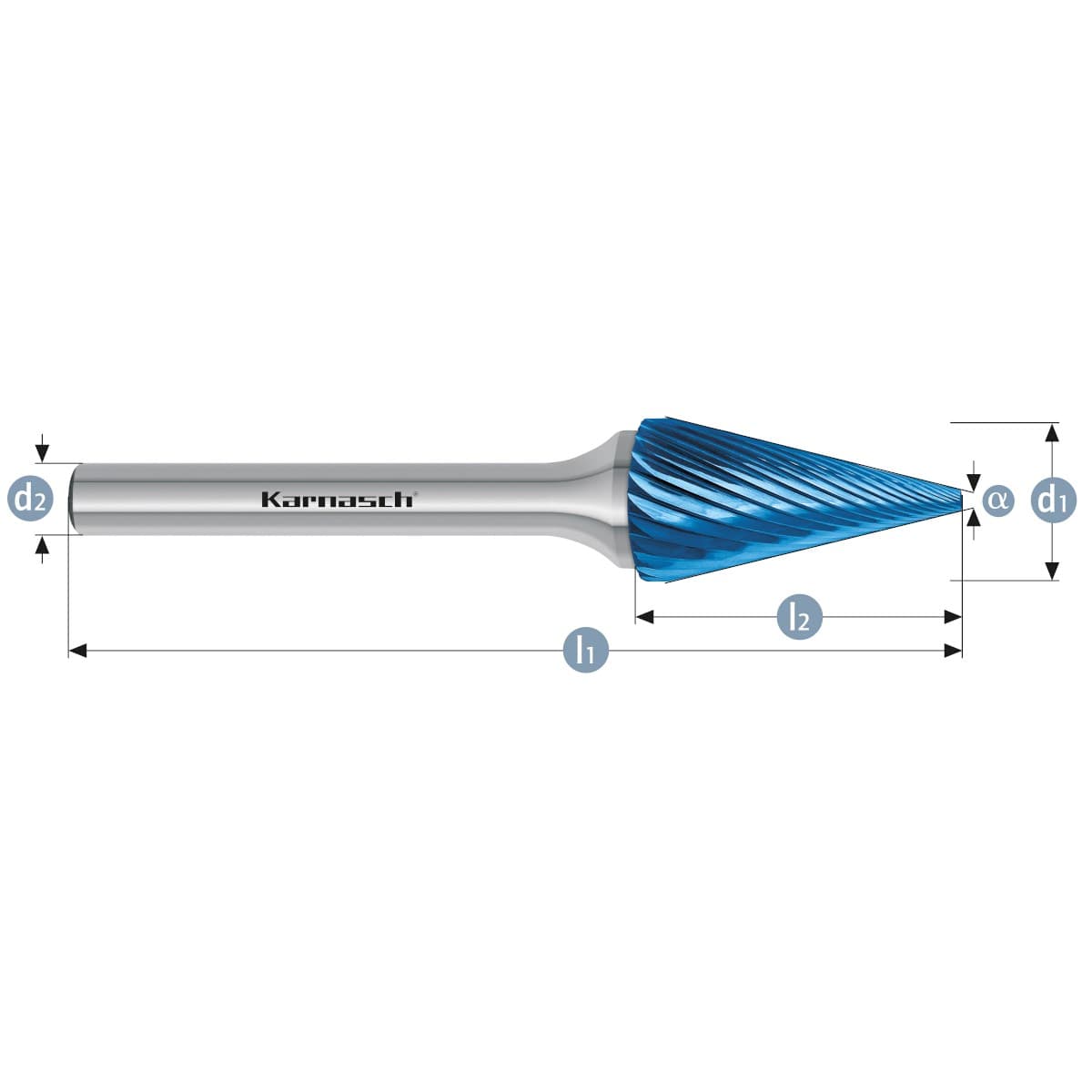 Борфреза твердосплавная форма M, 12×25×6×70 мм, насечка HP-2, с покрытием Blue-Tec, арт. 11.5090-045 — фото 2