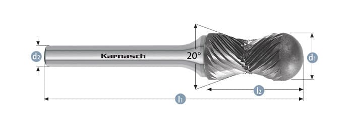 Борфреза комбинированная Karnasch Radius Multipower форма R, твердосплавная · арт. 11.4021-100 — фото 2