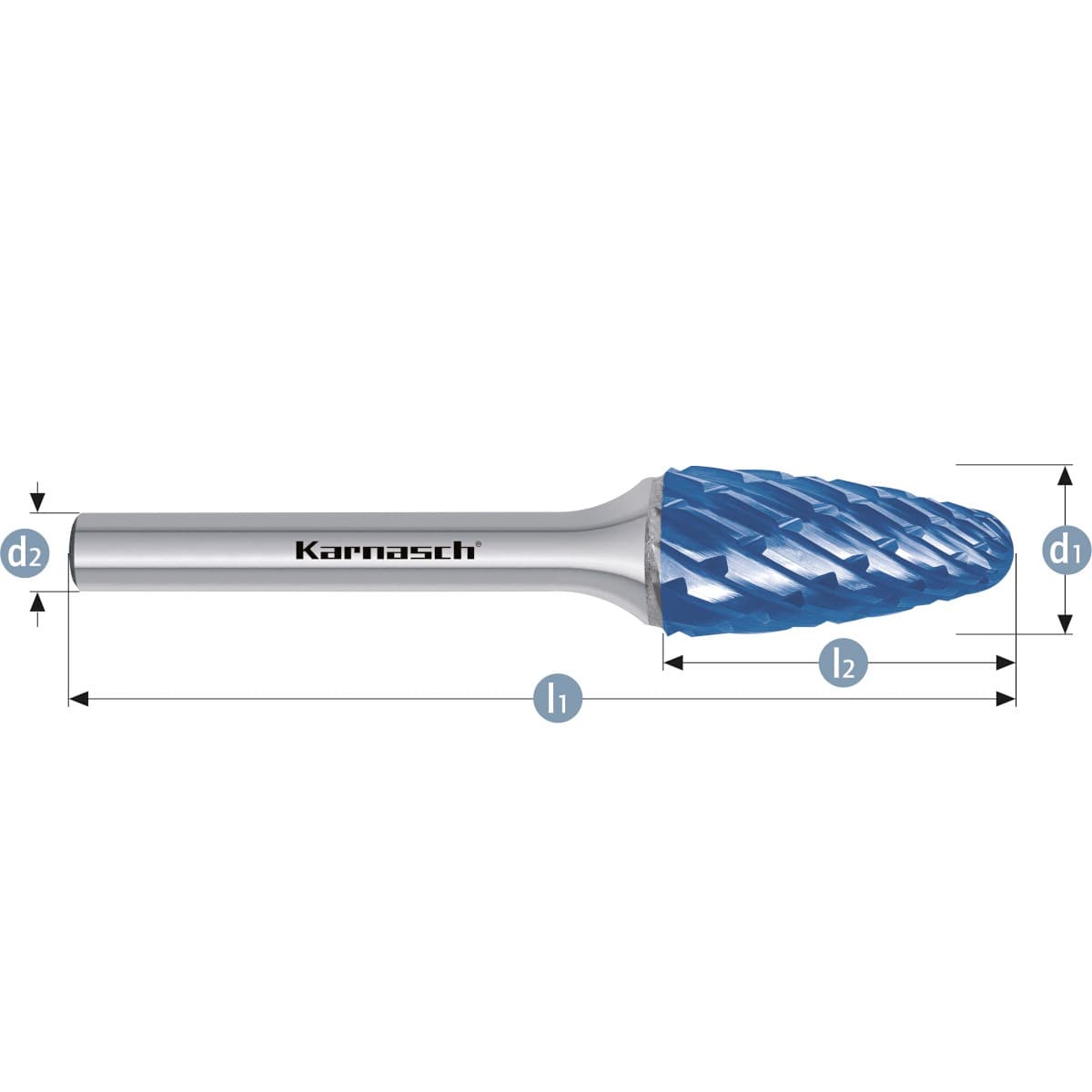 Борфреза твердосплавная форма F, 12×25×6×70 мм, насечка HP-8, с покрытием Blue-Tec, арт. 11.6046-025 — фото 2