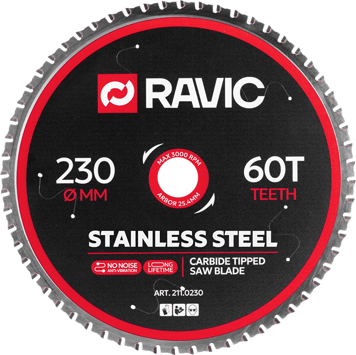 Диск пильный по нержавеющей стали Ravic, 230х2,0/1,6х25,4 мм, Z=60, арт. 211.0230 — фото 1
