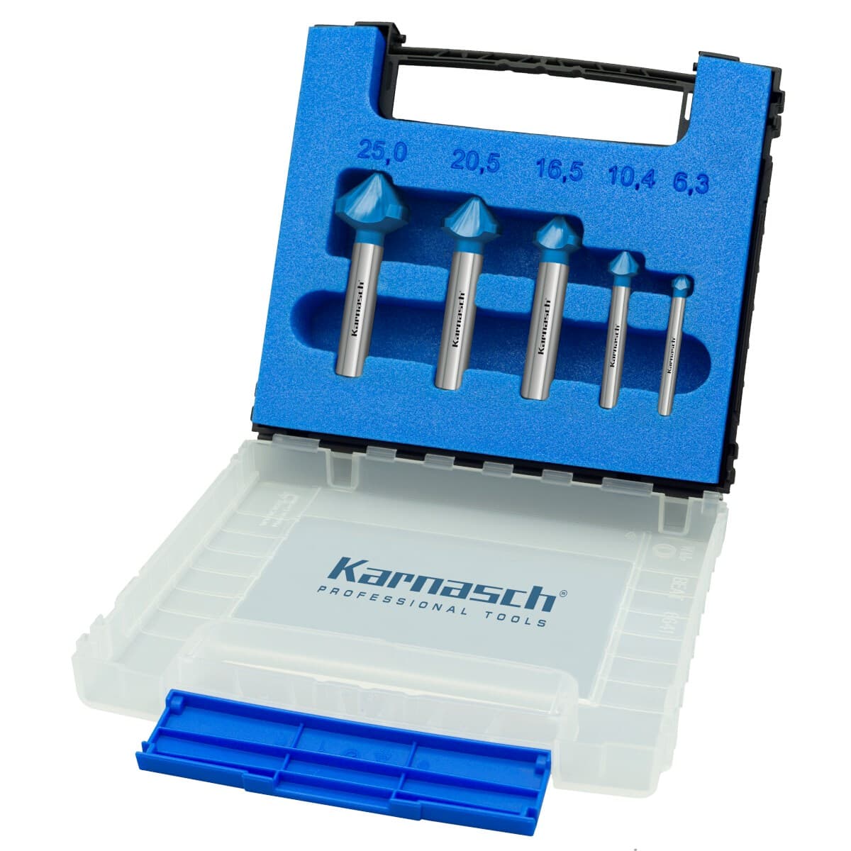 Набор зенковок Karnasch, артикул 20.1644 (HSS-XE Сталь + BLUE-TEC покрытие, 90°)