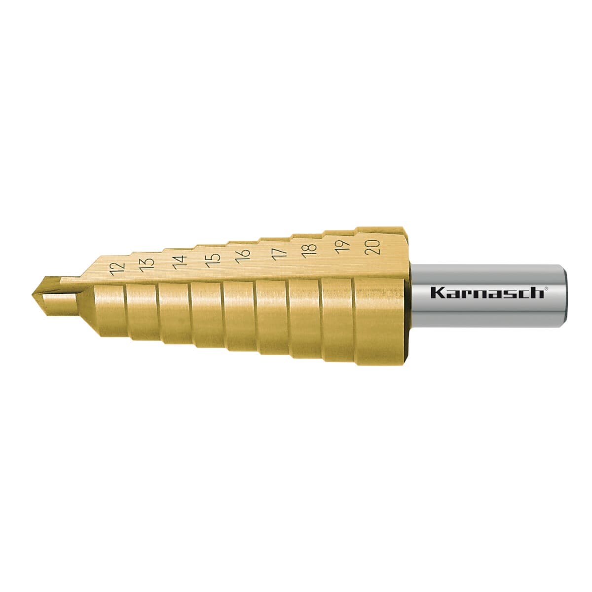 Ступенчатое сверло Ø12-20 мм, HSS-XE с покрытием TiN-Gold, Karnasch, арт. 21.3009