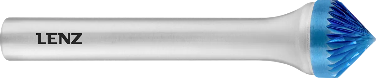 Борфрезы твердосплавные LENZ форма K (зенкер 90°) насечка №3, с покрытием, серия LZBK