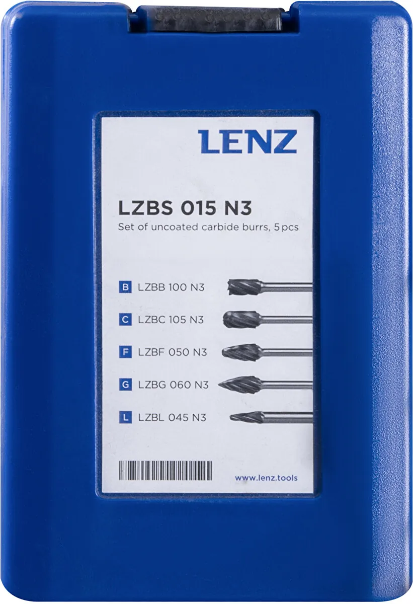 Набор борфрез твердосплавных, 5 шт, LENZ, арт. LZBS 015 N3