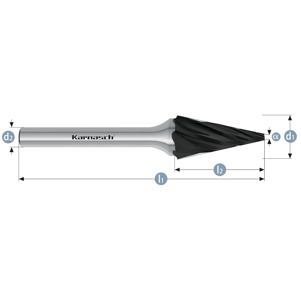 Борфрезы твердосплавные форма M (конус), насечка HP-7, с покрытием Black-Tec, арт. 11.5095