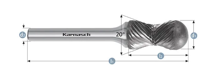 Борфреза комбинированная Karnasch Radius Multipower форма R, твердосплавная